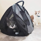 Necoichi Stress-Free Cat Travel Carrier Collapsible Gray White for 2 Cats, for Indoor Cats Small Medium Large Cats(Black)