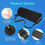 Lumbar Roll 2 Pack, Upgrated Soft & Firm Density with Non Slip Adjustable Straps, Low Back Lumbar Support for Office Chair & Car Seat Back Support Cushion, Lumbar Support for Car Seats, Desk Chair