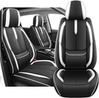 Fit for 98% of Mercedes Benz Car Seat Covers, Premium Nappa Leather Seat Cover, Fully Wrapped Protect Modern Style Seat Cover (2-Seat Standard, Black & White)