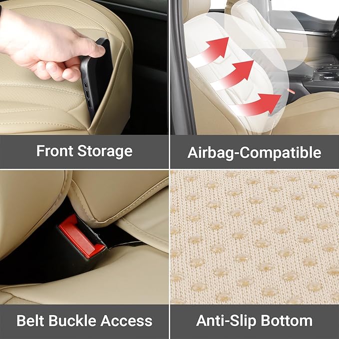 Coverland Custom Fit Car Seat Covers for SUV Compatible with [2019-2026 Acura RDX, 2025-2026 Subaru Forester] Premium Waterproof Non-Slip Interior Seat Protector [Full Set Beige - Size Chart X57]