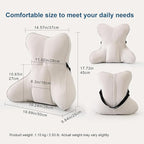 Lumbar Support Pillow(Pat. Pend) – Multi-Functional Ergonomic Back Cushion for Sofa Chair, Car Seat & Sofa, Reading Pillow with Firm Multi-Zone Support to Relieve Lower Back Pain, Misty White