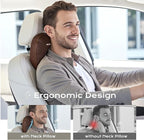 Coverado Leather Car Headrest Pillow Car Neck Pillow with Adjustable Strap, Head Support Rest Driver Relax Head Muscles Relieve Driving Fatigue, Breathable & Removable Cover, Coffee