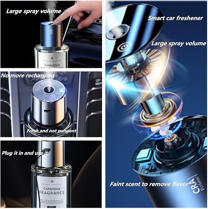 Smart Car Air Freshener - Automatic Spray, 5-Speed Adjustable Aromatherapy For Far (Jasmine)