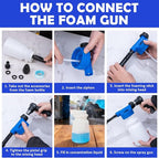 AUTODECO Car Wash Detailing Kit Cleaning Kits with Foam Gun Sprayer, Car Wash Brush and Large Wash Mitt Duster for Car Interior and Exterior Cleaning (Blue)