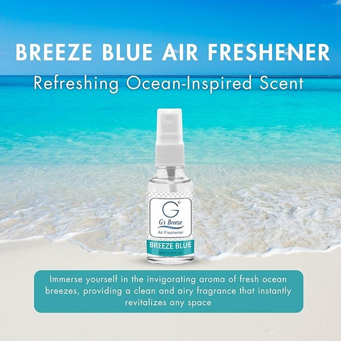 G's Breeze Blue Air Freshener - Ocean Inspired Refreshing Scent, Long-Lasting Aroma, Calming Atmosphere - Notes of Sea Air, Soft Citrus & Florals - Instant Fresh Energy - Ideal for Home, Car & Office
