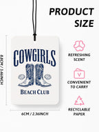Blue Western Coastal Car Air Freshener 4 Pcs, Preppy Horseshoe Cowgirl Boots Hat Beach Hanging Air Freshener for Closet Drawer Books, Western Beachy Car Accessories Mirror Decor for Women