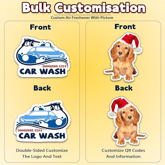 Custom Air Freshener with Picture, Personalized Car Air Freshener, Customized Double Sided Photo Air Fresheners, for Car, Wardrobe, Bathroom, Christmas Hanging Ornaments (Rectangle)