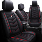 Front Seat Cover for Toyota Highlander 2001-2025, Waterproof Durable Premium Leather Car Seat Protector, Comfortable Anti-Slip Stylish Sport Seat Cover(2 Seats Standard,Black Red)