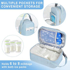 Breastmilk Cooler Travel bag with Ice Pack,Portable Breastmilk Cooler Bag with Buckle Handle,Insulated Breastmilk Storage Bag Cooler,Blue