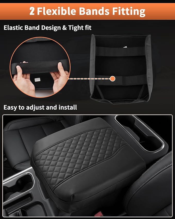 Shademax Center Console Cover for Chevy Silverado/GMC Sierra 1500 2019-2025 2026,Tahoe & Suburban & Yukon 2021-2025 Bucket Seat, Armrest Cover for Silverado Accessories Leather Cushion Pad Protector