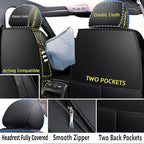 CAPITAUTO Leather Car Seat Covers, Waterproof Faux Leatherette Cushion Cover for Cars SUV Pick-up Truck Universal Fit Set for Auto Interior Accessories(2 Front Blue&Black)