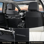 FLORICH Seat Covers Full Set Luxury Faux Leather Front and Rear Car Seat Cover Waterproof Automotive Seat Covers 5 Seats Car Seat Protector Universal Fit for Most Cars SUV Trucks, Black&White