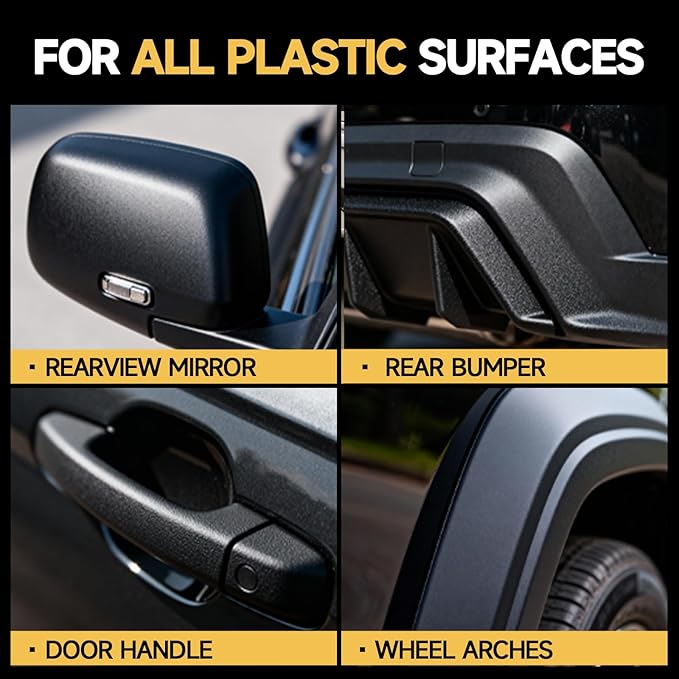 Plastic Restorer for Cars, Not a Dressing, Black Trim Restorer, Ceramic Crystal Coating Highly Concentrated, Lasting Up to 6 Months+ with UV Protection, Restore Automotive Exterior 50ml*2
