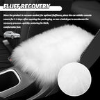 Soft Car Center Console Cover,Fluffy Arm Rest Cover for Car with Elastic Straps to Relieve Fatigue,Cars Armrest Cushion Universal Cars Decorations for Vehicles SUVs Trucks (White)