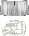 VanEssential Insulated Reflective Blackout Window Cover Designed for Mercedes-Benz NCV3 & VS30 (Van Years 2007 to Current), Front Windshield, Charcoal Gray Reflective