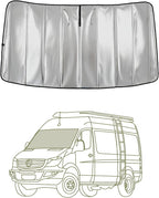 VanEssential Insulated Reflective Blackout Window Cover Designed for Mercedes-Benz NCV3 & VS30 (Van Years 2007 to Current), Front Windshield, Charcoal Gray Reflective