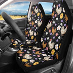 BIGCARJOB Boho Chicken Car Seat Protector - Full Set of 2 Pieces Hippie Daisy Chicken Vehicle Bucket Seat Pad for Women's Auto Interior
