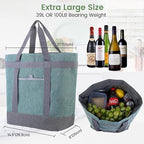CIVJET Insulated Reusable Tote Bag for Grocery Shopping for Women/Men, Waterproof Cooler Bags for Travel/Beach/Picnic, Pizza/Food Delivery Bag to Keep Food Cold/Hot for Catering (Oxford Cloth, Green)