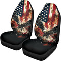 ELEQIN Car Front Seat Covers, Eagle US Flag Print 2 Pack Polyester Automotive Seat ProtectorsSoft & Breathable, Vehicle Interior Accessories for Most Cars