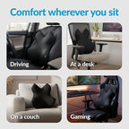 Everlasting Comfort Lumbar Support Pillow for Office Chair - Memory Foam Back Cushion for Car Seat - Promotes Better Posture, Back Pain Relief - Ideal Gaming and Desk Chairs Work and Home Essentials