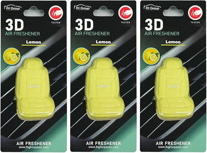 FH Group Air Freshener Vent Clips, Mini Car Seat Covers Design, (Lemon Scent)-3PK