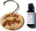 Arotags Wooden Car Air Fresheners - Long Lasting Backwoods Birch Scent Diffuses for 365+ Days - Includes Mountain Adventurer Hanging Mirror Diffuser and Fragrance Oil - 100% American Made