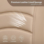 CAR PASS 3D Foam PU Leather Car Seat Covers, Universal Seat Covers Front 2 for Trucks SUV Sedan Automotive Seat Covers Armrest Airbag Compatible Waterproof Comfortable Faux Nappa Leather All Beige