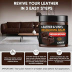 Leather Recoloring Balm - Scratch Repair & Color Restore Kit for Faded Leather, Leather Couch & Car Seats - 10OZ Leather Restorer Balm for Furniture, Auto Interior, Vinyl, Accessories (Medium Brown)