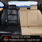 Coverado Leather Rear Seat Covers for Cars, Waterproof Back Seat Cover, Universal Automotive Seat Cushion Protector for Most Cars Trucks SUV (Beige)