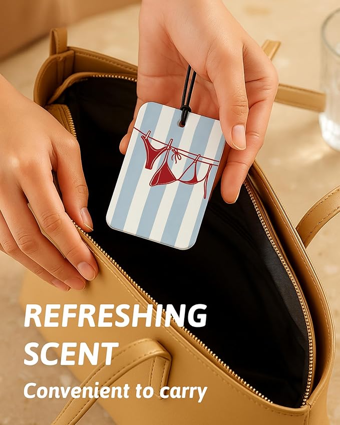 Trendy Preppy Beach Car Air Freshener 4 PCs, Girly Coastal Hanging Air Freshener for Cars Closet Drawer Books, Preppy Beach Car Accessories Mirror Decor for Women