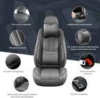 Auto Car Seat Covers Accessories Front Seat Leather Cushion Protector Breathable Waterproof Seat Cover for Cars Universal Fit (Grey, Front Pair)