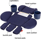 Diono Radian 3R Comfort Travel Kit, Infant Car Seat Accessory, Compatible with Radian 3R, 7-Piece Kit (2 Harness Pads, 1 Buckle Pad, Head Cushion, Seat Cushion, 2 Cupholders), Blue Surge