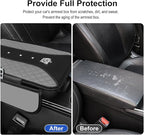 NBTEPEM Bling Crown Car Center Console Armrest Cover, Leather Middle Console Cover Cushion with 2 Storage Bags, Car Armrest Storage Box Interior Accessories for Most Vehicles(Gray)