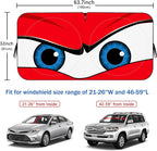 Car Windshield Sun Shade, Funny Car Eyes Sun Visor Wear-Resistant Black Tape, Foldable 63.7" L x 32" W