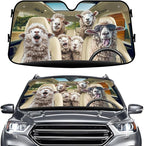 GENANY Sheep Family Windshield Sun Shade for Car SUV Truck (55x30 Inches), Sun Shade Windshield, Shades for Front Windows, Protector Blocks UV, Auto Gift, Spring Car Decor