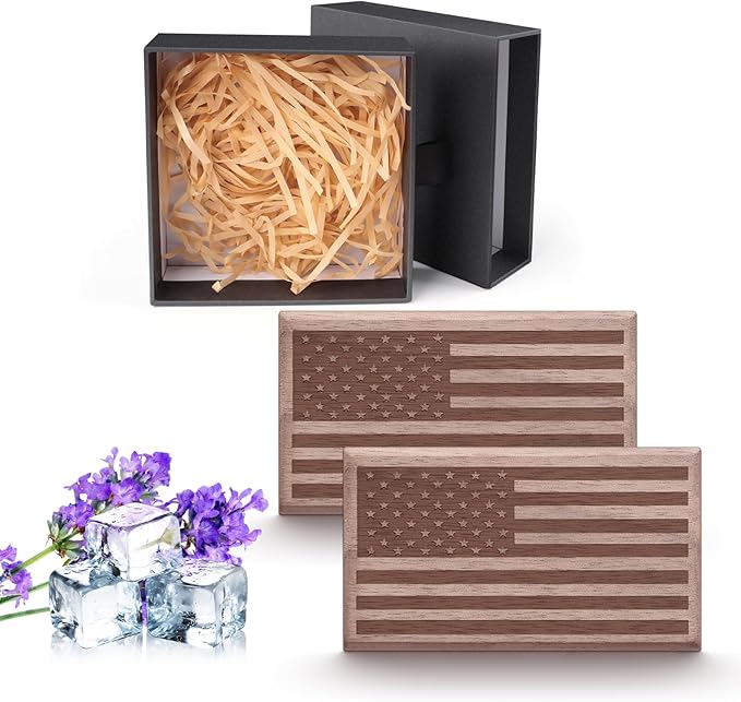 Wood Car Air Freshener USA Flag Small Wooden Diffuser New Smell Set Car Odor Eliminator Refill*2
