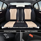 Coverado Car Seat Covers, Leather Seat Covers Full Set, Beige Seat Covers, Car Seat Cushion, Driver Car Seat Covers, Waterproof Car Seat Protector Fit for Most Cars