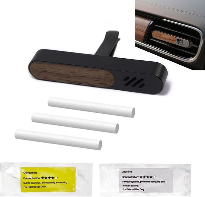 Luxury Car Air Freshener Vent Clip – Premium Wood & Metal Diffuser in Multiple Colors & Scent Kits – Reusable, Unisex for Men & Women (Deep Charcoal, Luxury Floral)