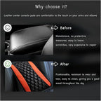 Car Center Console Cushion Pad, Universal Leather Waterproof Armrest Seat Box Cover, Comfortable Auto Armrest Cover Protector, Car Interior Decor Accessories for Most Vehicles (Black & Orange)
