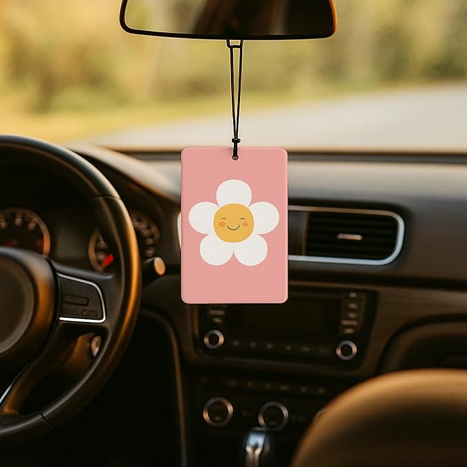 Cute Girly Car Air Freshener 4 Pcs, Boho Daisy Flower Star Inspirational Quotes Air Freshener Hanging for Cars Books Closet Drawer, Girly Car Accessories for Women Girls