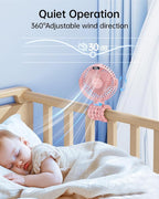 SWEETFULL Portable Stroller Fan with LED Display, 4 Speed Rechargeable Mini Clip On Fan, 360° Rotate Flexible Tripod Better Cooling Small Baby Fan for Car Seat Crib Travel Bike Treadmill (Pink)