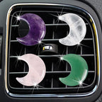 Crystal Moon Air Vent Clips,4 Pcs Quartz Moon Style Car Air Fresheners Vent Clips Car Diffuser Vent Clip Cute Cars Decoration Car Interior Decor Accessories for Women Men + Cute Sunflower Mask Hook