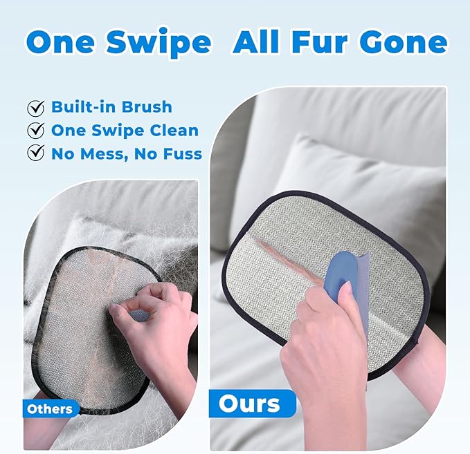 GRENTY 2 PCS Pet Hair Removal Glove for Dogs & Cats, Upgraded Five-Finger Electrostatic Magic Brush Pet Hair Remover, Pet Hair Removal Tools for Clothing, Carpet, Sofa Gaps, Car Seat
