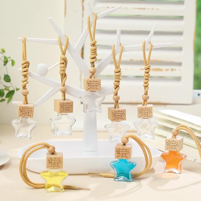 36 Pcs Star Shaped Car Fragrance Diffuser Bottle Bulk - Appreciation Gifts Set Hanging Glass Diffusers with Inspirational Message for Coworker Teacher Staff Thank You Gift (Sometimes)
