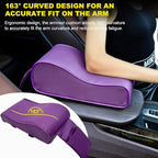 Car Armrest Cushion, Soft Memory Foam Auto Armrest Pillow with Storage Bag, Leather Center Console Arm Rest Padded Cushion with Phone Holder, Universal Car Accessories (Purple)
