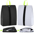 2 Pcs Smell Proof Cleat Bag for Sports, 4 Layer Odor Absorbing Soccer Football Baseball Golf Shoe Bag, Waterproof Mud Resistant Shoe Storage Pouch Fits up to Size 14 (Black,White)