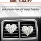 2 Pieces Bling Crystal Heart Car Vent Clips Sparkling Air Freshener and Decorative Accessories for Women Men SUV Truck (White)