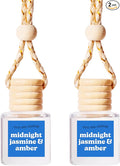 COOLGIRLCANDLES Midnight Jasmine & Amber Car Hanging Fragrance Oil Air Freshener for Essential Oils, Long Lasting Car Diffuser Bottle