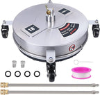 Biswing 18" Pressure Washer Surface Cleaner with 4 Wheels, Stainless Steel Power Washer Accessory for Driveways Sidewalks Patios Cleaning, 1/4" Quick Connector, 2 Extension Wand Attachments, 4000 PSI