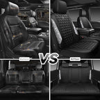 CAR PASS Bling Diamond Leather Car Seat Covers Full Seats Interior Sets, Waterproof Shining Glitter Sparkly Crystal Universal Armrest Fit Automotive Truck SUV Cute Women Girl, Black Silver Rhinestone